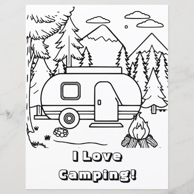 RV Camper och Campfire | Färgsida (Framsida)
