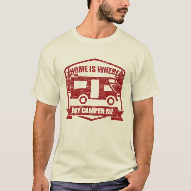 RV, Camper Van Owners Vild Camping T-shirt (Framsida)