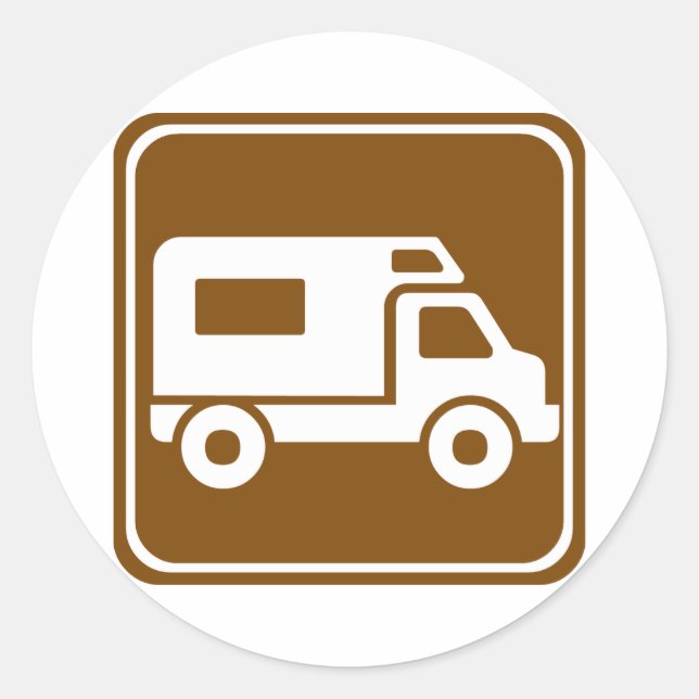 RV Campground Highway-tecken Runt Klistermärke (Framsida)