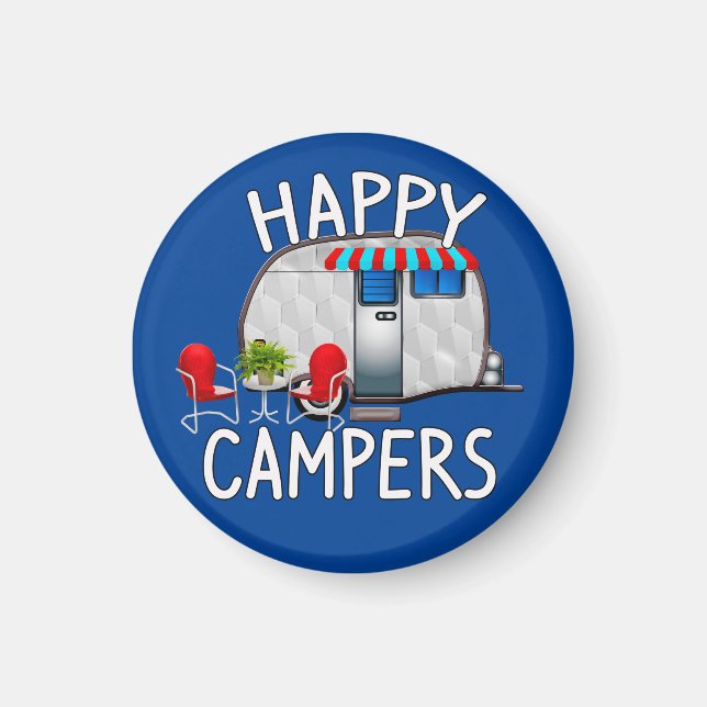 RV Camping Gift Ideas, Lycklig Camers Magnet (Framsidan)