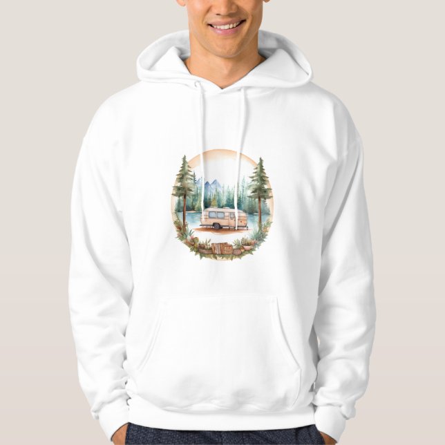 RV Camping in Skogen, RV Camper Hoodie (Framsida)