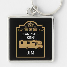 RV Camping Kung USA Fyrkantig Silverfärgad Nyckelring