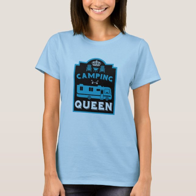RV Camping Queen USA T Shirt (Framsida)