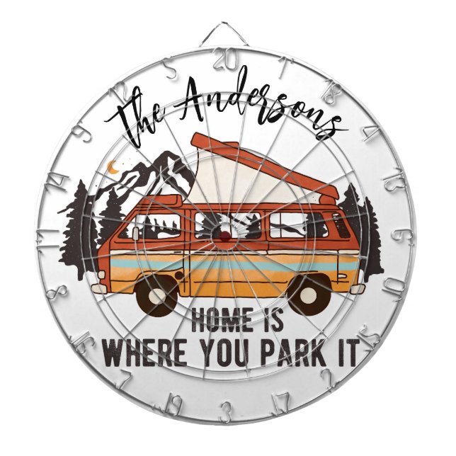 RV Camping Tält-släpvagnshem är där man parkerar d Darttavla (Framsidan)