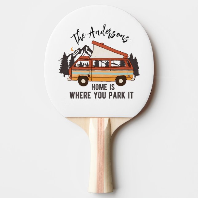 RV Camping Tält-släpvagnshem är där man parkerar d Pingisracket (Framsidan)