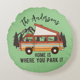 RV Camping Tält-släpvagnshem är där man parkerar d Rund Kudde