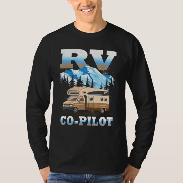 Rv Co Pilot Motorhome Camping Travel Vacation Coup T Shirt (Framsida)