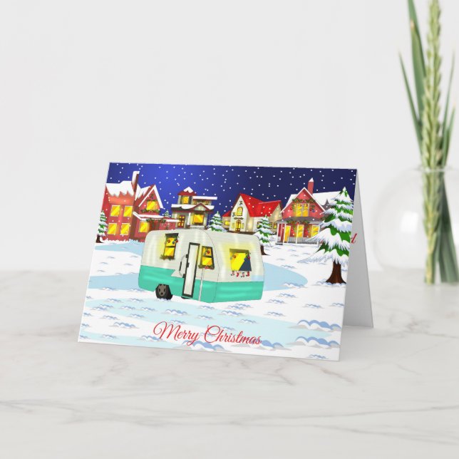 RV jul- och Helgdag-kort med liten släpvagn Helgkort (Framsida)