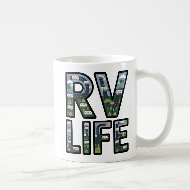 RV Life Äventyr Camper Road Resa Typography Kaffemugg (Höger)