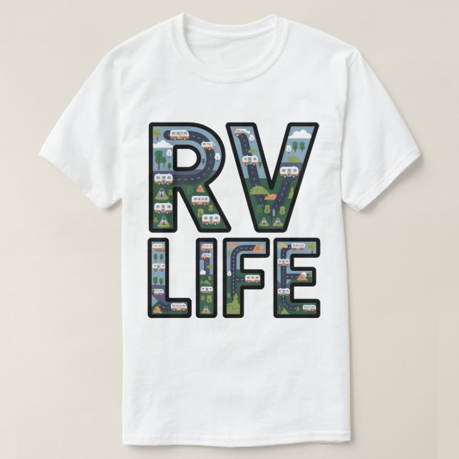 RV Life Äventyr Camper Road Resa Typography T Shirt (Design framsida)