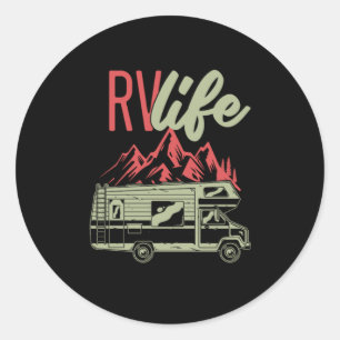 RV Life Camping Camper Van Mountain Nature Gift Runt Klistermärke