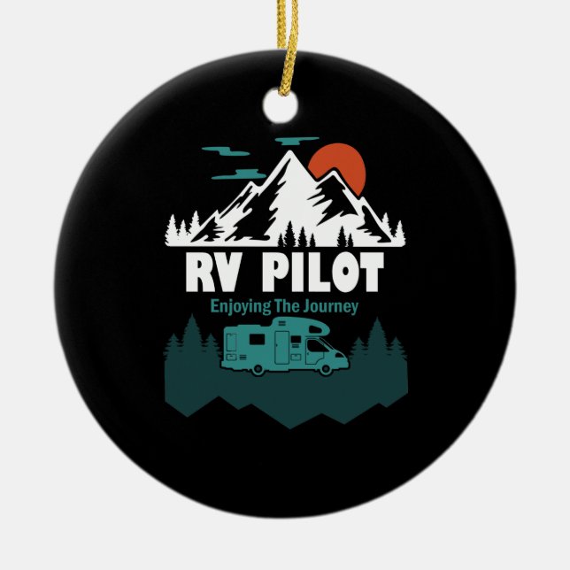 RV Pilot Camping Motorhome Travel Vacation Gift Julgransprydnad Keramik (Framsidan)