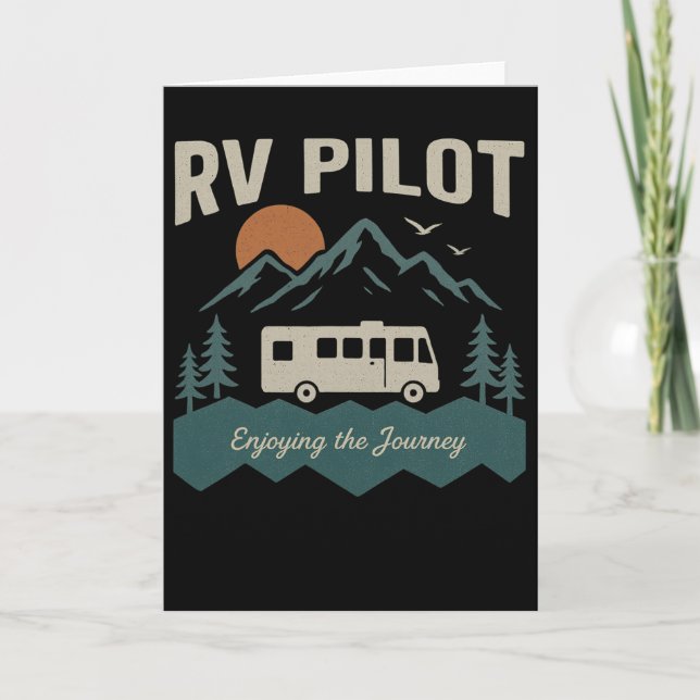 Rv Pilot Camping Retro Husbil Resa Semester Campin Kort (Framsida)