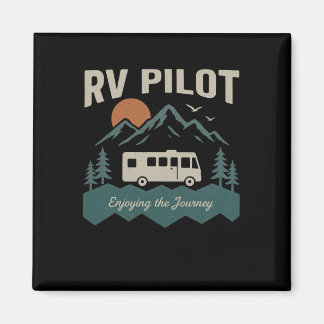 Rv Pilot Camping Retro Motorhome Travel Vacation C Magnet
