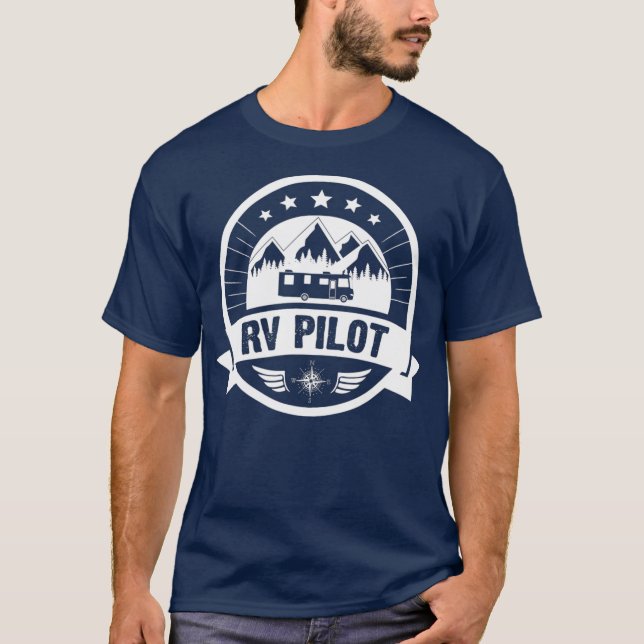 RV Pilot Funny Motorhem RV Travel för manar T Shirt (Framsida)