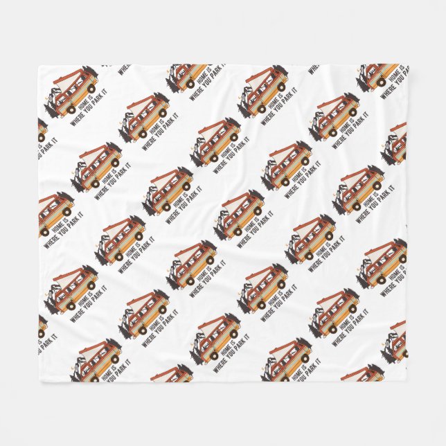 RV Tält-släpvagn "Hem är där du parkerar det" Fleecefilt (Framsidan (Horisontell))