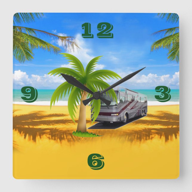 RV TIME Tic Toc Wall Clocks Fyrkantig Klocka (Framsida)