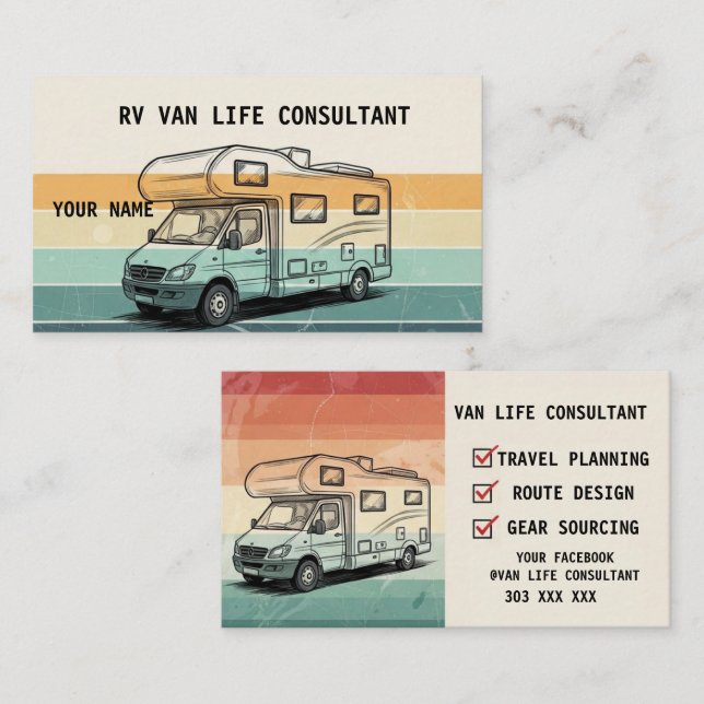  RV Van Life Card Visitkort (Fram/baksida)