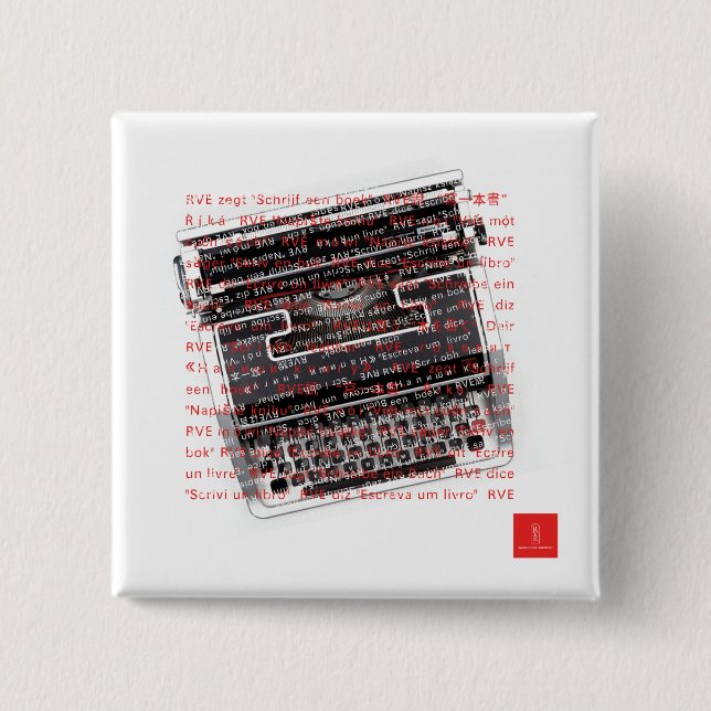 RVE SAYS: "Skriva A Bok" Square Pin Knapp (Framsida)