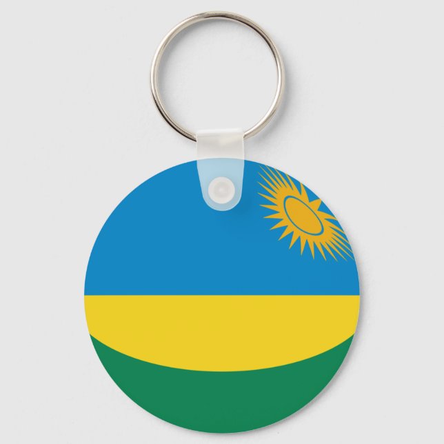 Rwanda Fisheye Flagga Keychain Nyckelring (Framsida)