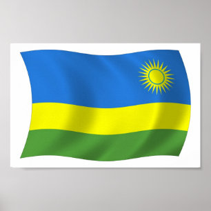 Rwanda Flagga Affisch Tryck