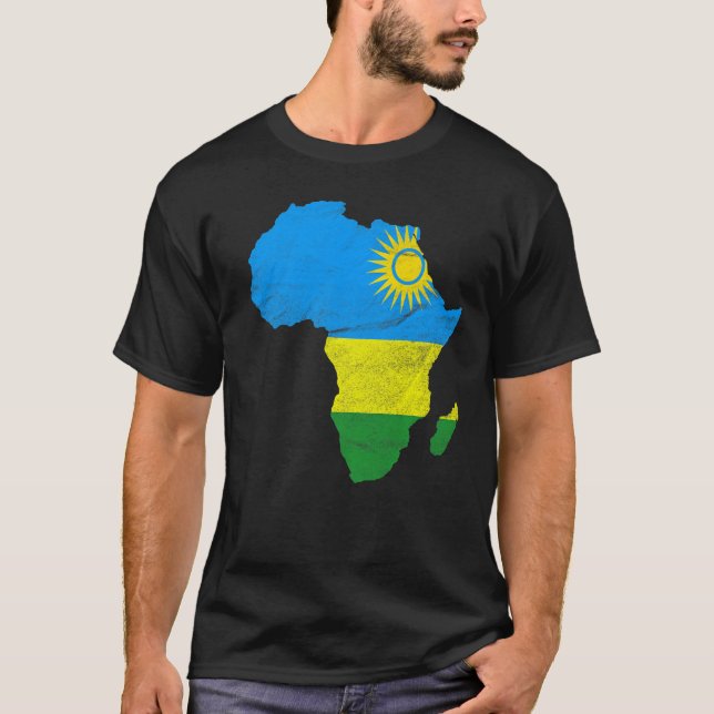 Rwanda Flagga Afrika Continent Silhouette Gift for T Shirt (Framsida)