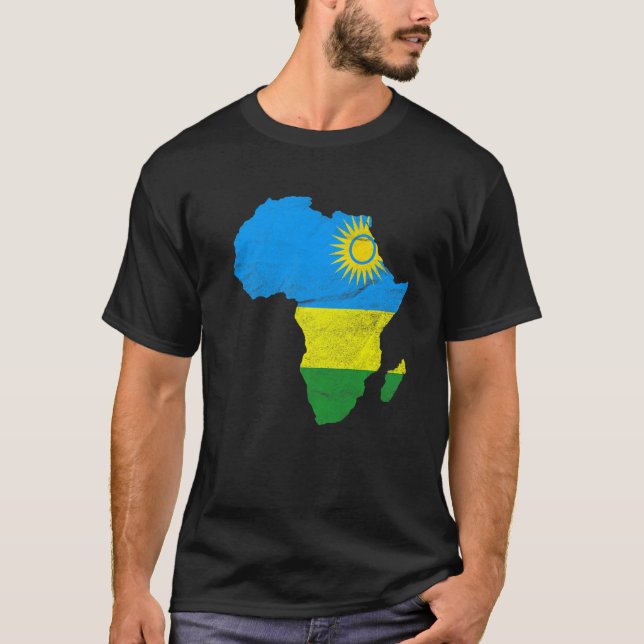 Rwanda Flagga Afrika Continent Silhouette Gift for T Shirt (Framsida)