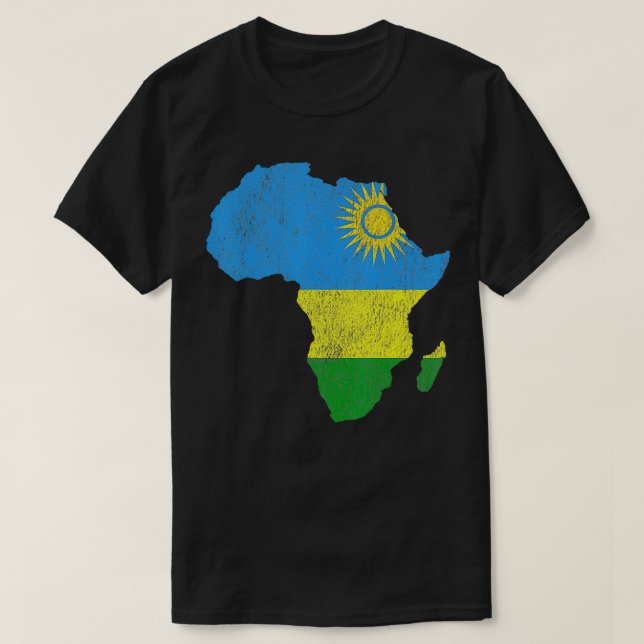 Rwanda Flagga Afrika Continuate Silhouette Gift fö T Shirt (Design framsida)