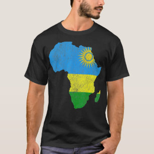 Rwanda Flagga Afrika Continuate Silhouette Gift fö T Shirt