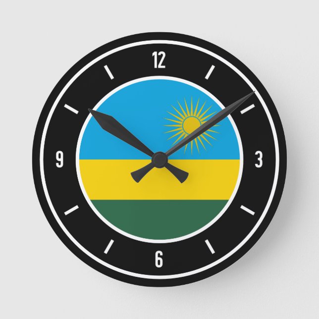 Rwanda Flagga Elegant Rund Klocka (Framsida)