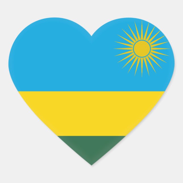Rwanda Flagga Hjärtformat Klistermärke (Framsida)