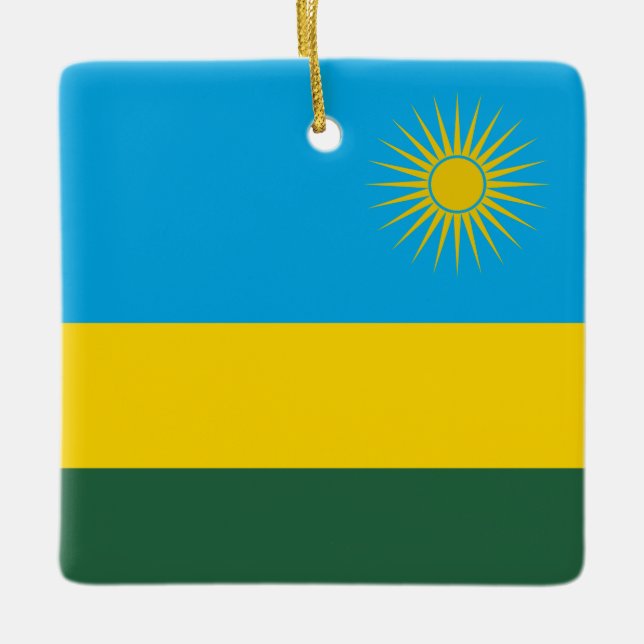 Rwanda Flagga Julgransprydnad Keramik (Framsida)
