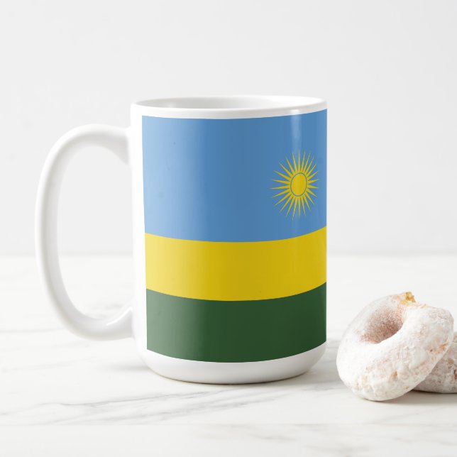 Rwanda flagga kaffemugg (Med munk)