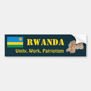 Rwanda Flagga + Kart Dekal