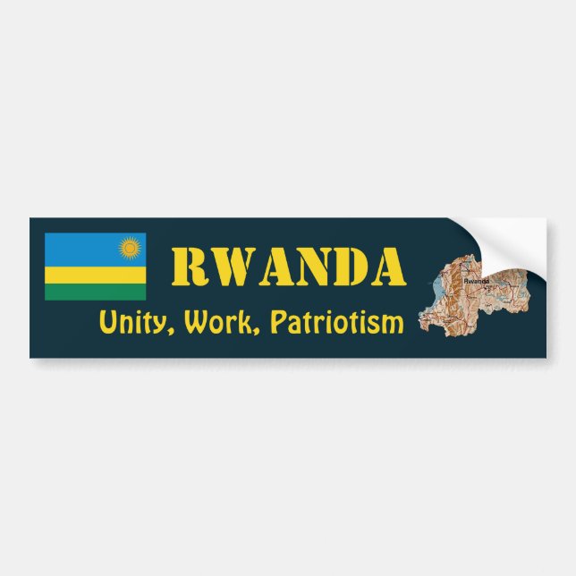 Rwanda Flagga + Kart Dekal (Framsidan)