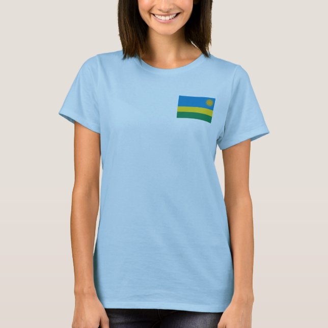 Rwanda Flagga + Kart T-Shirt (Framsida)