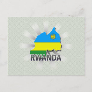 Rwanda Flagga Karta 2.0 Vykort