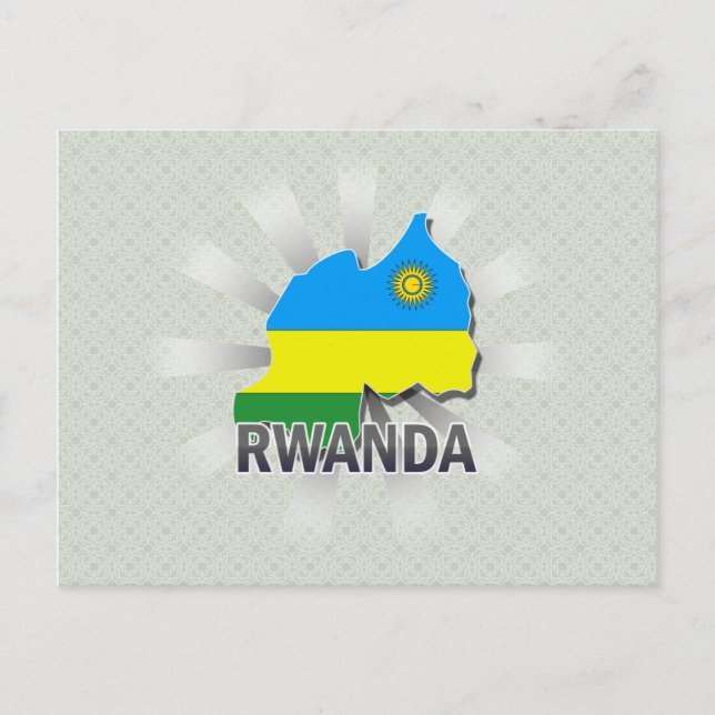 Rwanda Flagga Karta 2.0 Vykort (Framsida)