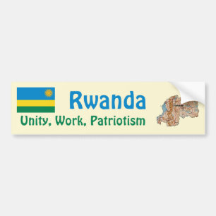 Rwanda Flagga + Karta Bumper Sticker Bildekal