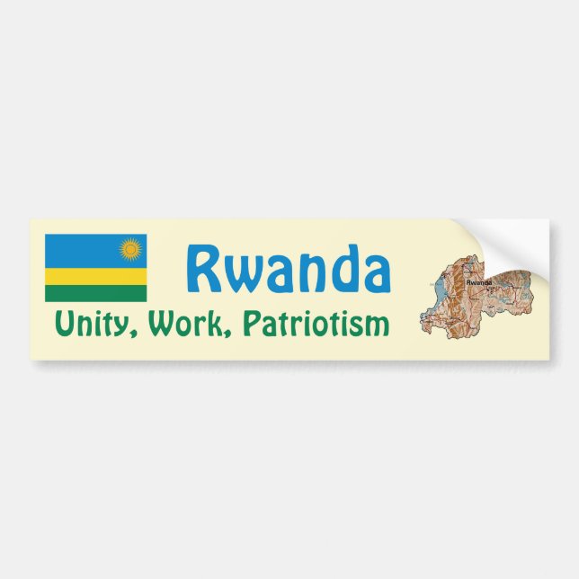 Rwanda Flagga + Karta Bumper Sticker Bildekal (Framsidan)
