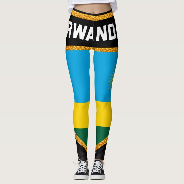Rwanda Flagga Leggings (Framsida)