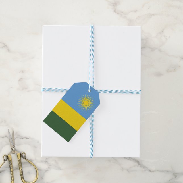 Rwanda flagga presentetikett (Med Snöre)