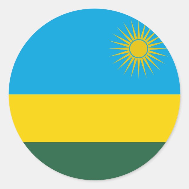 Rwanda Flagga Runt Klistermärke (Framsida)