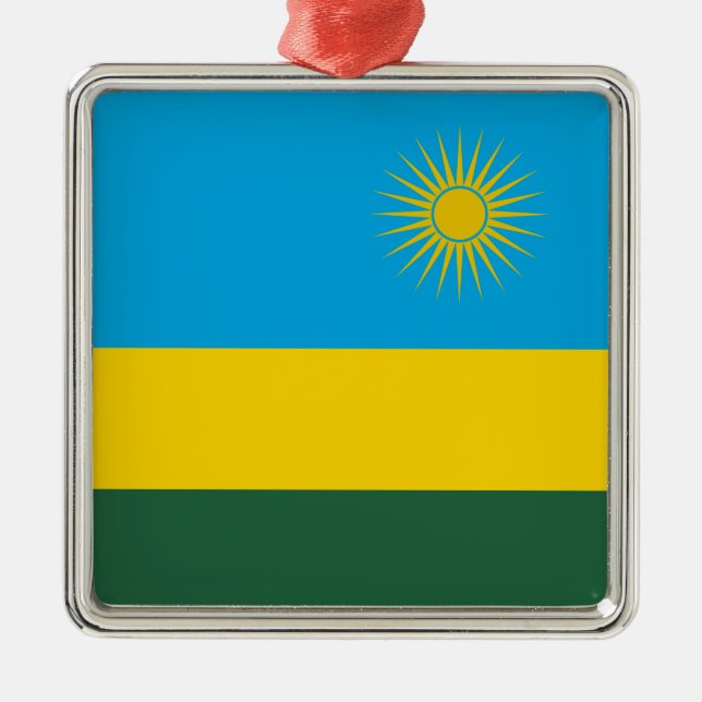 Rwanda Flagga (Rwanda) (afrikanska Land) Julgransprydnad Metall (Framsidan)