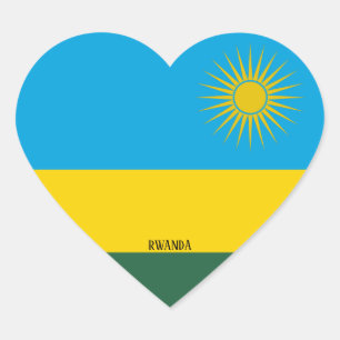 Rwanda Flagga Splendid Patriotic Hjärtformat Klistermärke