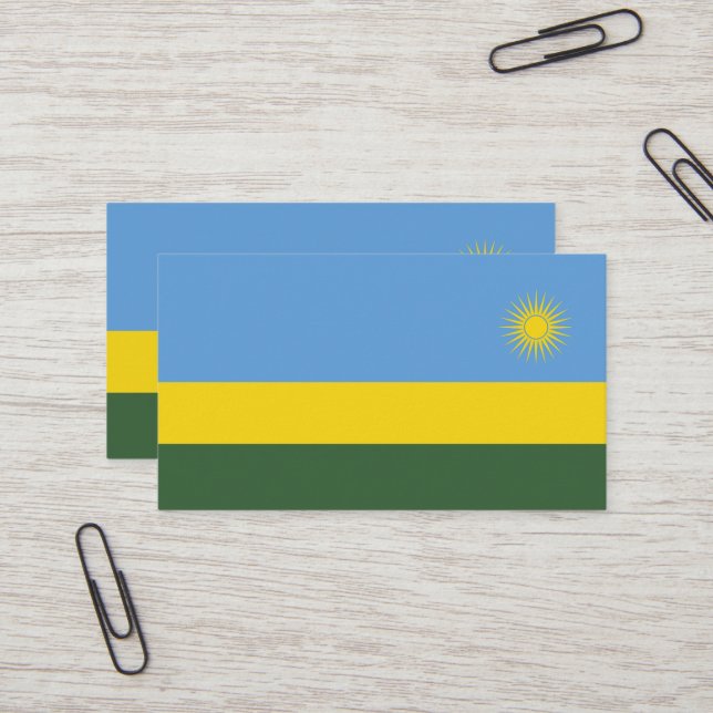 Rwanda flagga visitkort (Fram/Back In Situ)