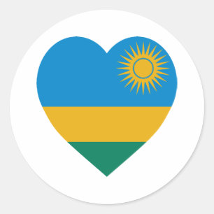 Rwanda flaggahjärta runt klistermärke