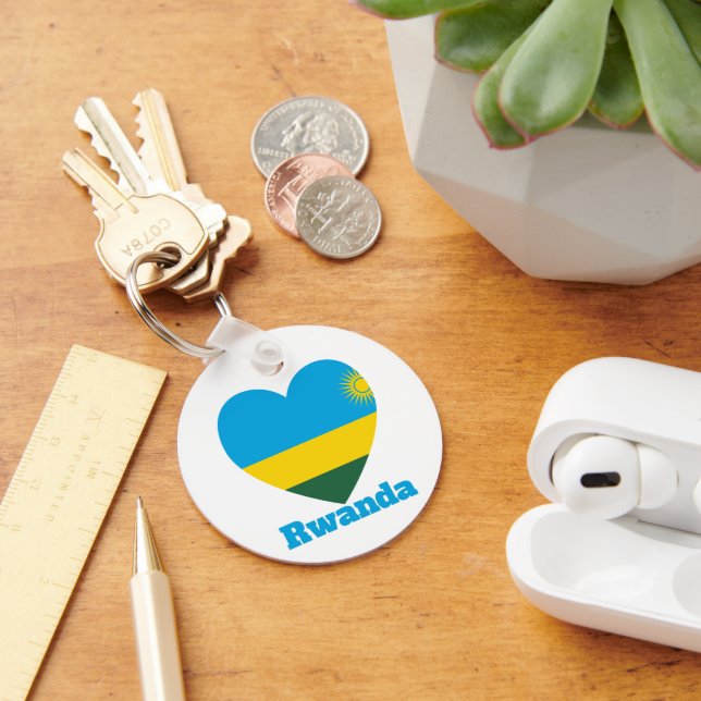 Rwanda Heart Flagga Nyckelring (Skrivbord)
