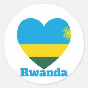 Rwanda Heart Flagga Runt Klistermärke