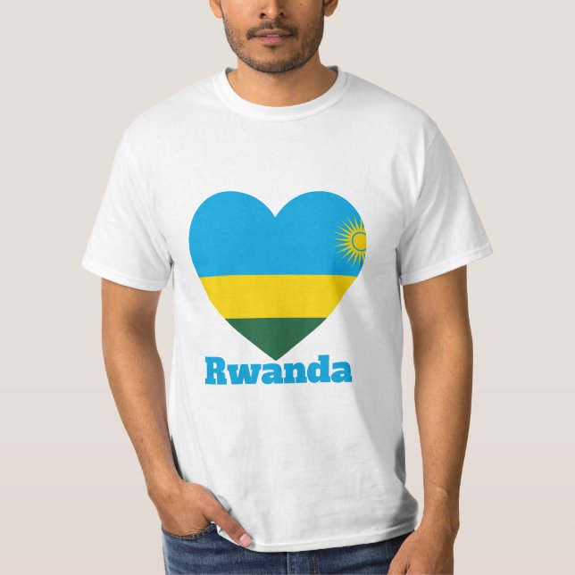 Rwanda Heart Flagga T-Shirt (Framsida)